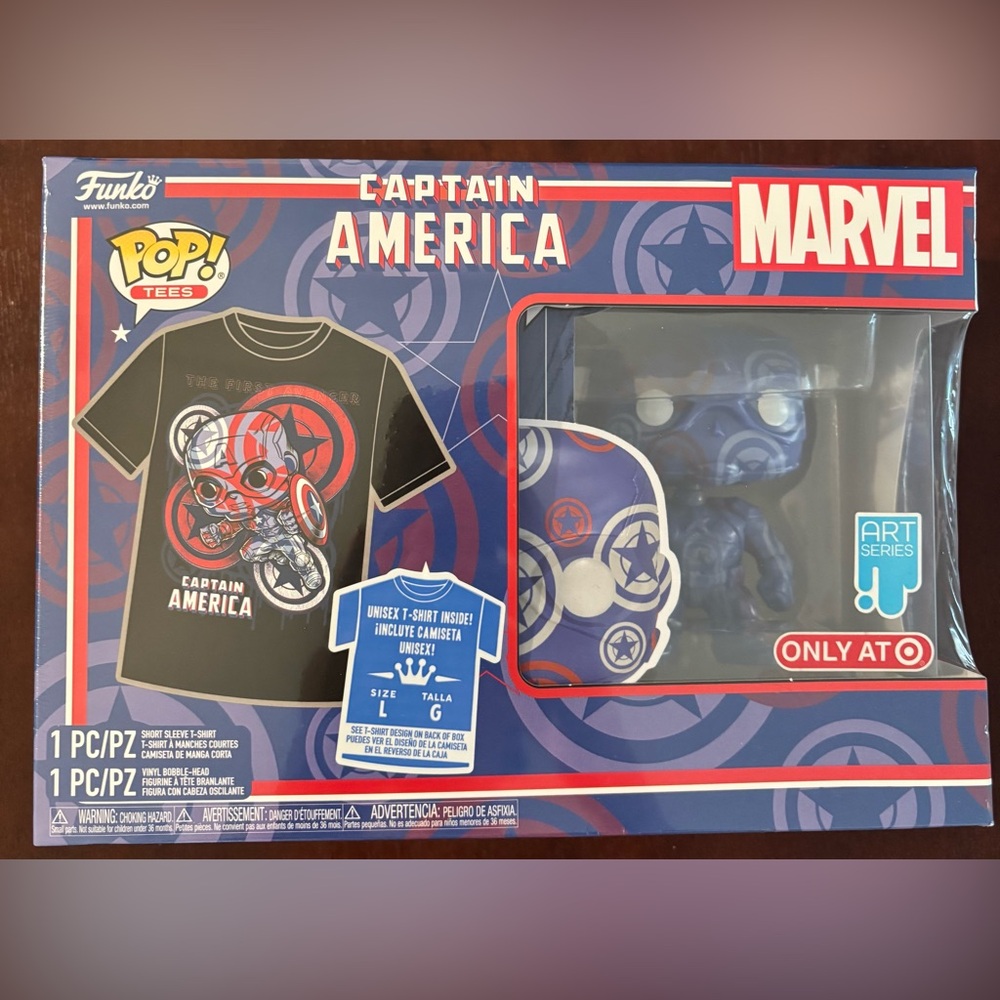 FUNKO POP TEES CAPTAIN AMERICA FUNKO POP AND TSHIRT SIZE LARGE NEW IN BOX